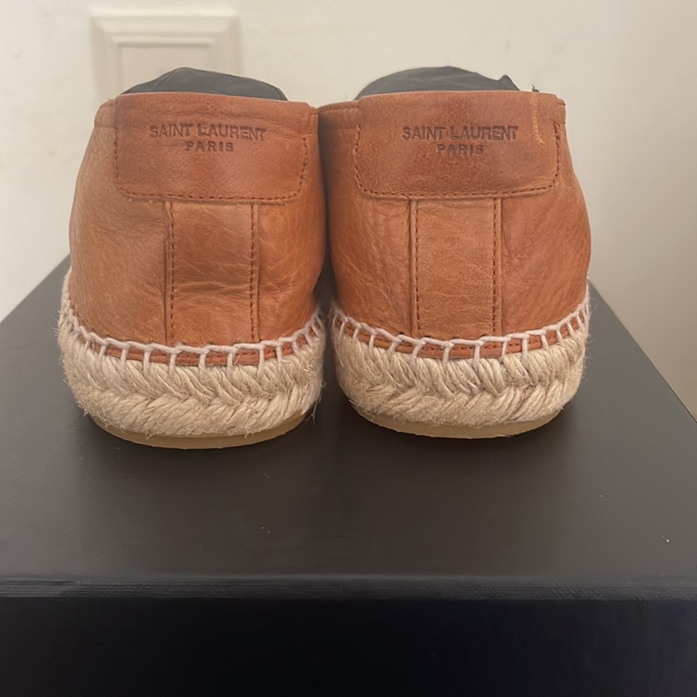 Brand New Saint Laurent Brown Leather Espadrille - Picture 3 of 7
